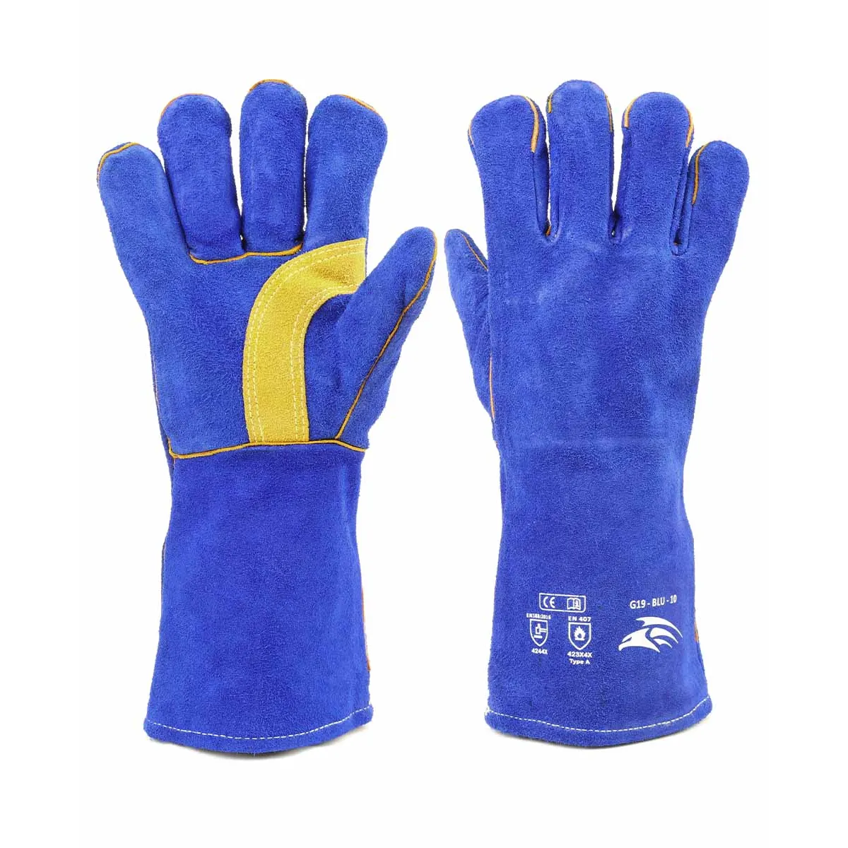 Perf Capella - 35cm Superior Reinforced FR Aramid Welders Gauntlet (SAF 037) — Blue